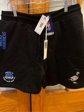 Staple Black Shorts with Blue and White Logos